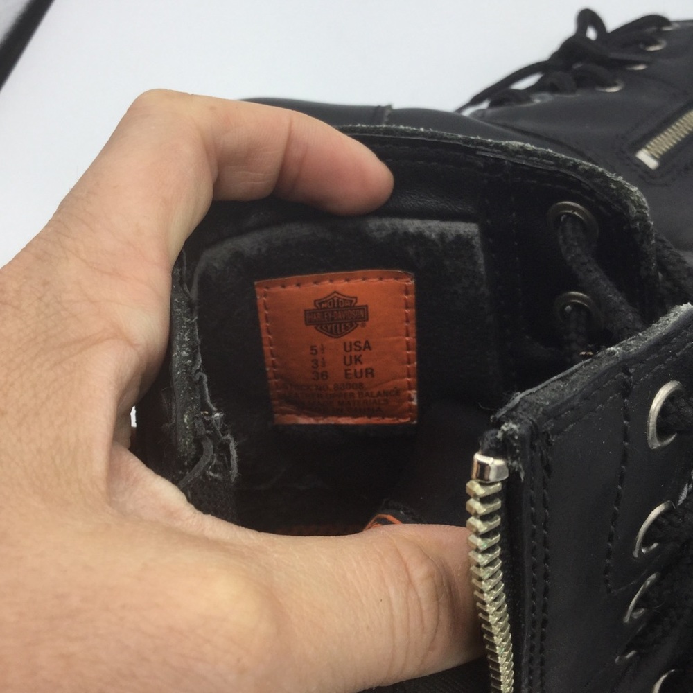 Harley Davidson Black Leather Riding Combat Boots - Picture 7 of 8